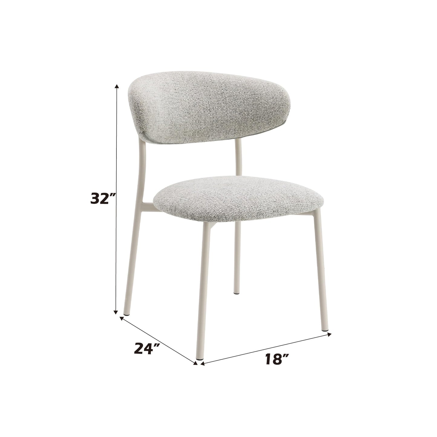 Acme Kalam 20" Metal and Fabric Dining Side Chair in Gray and Beige (Set of 2)