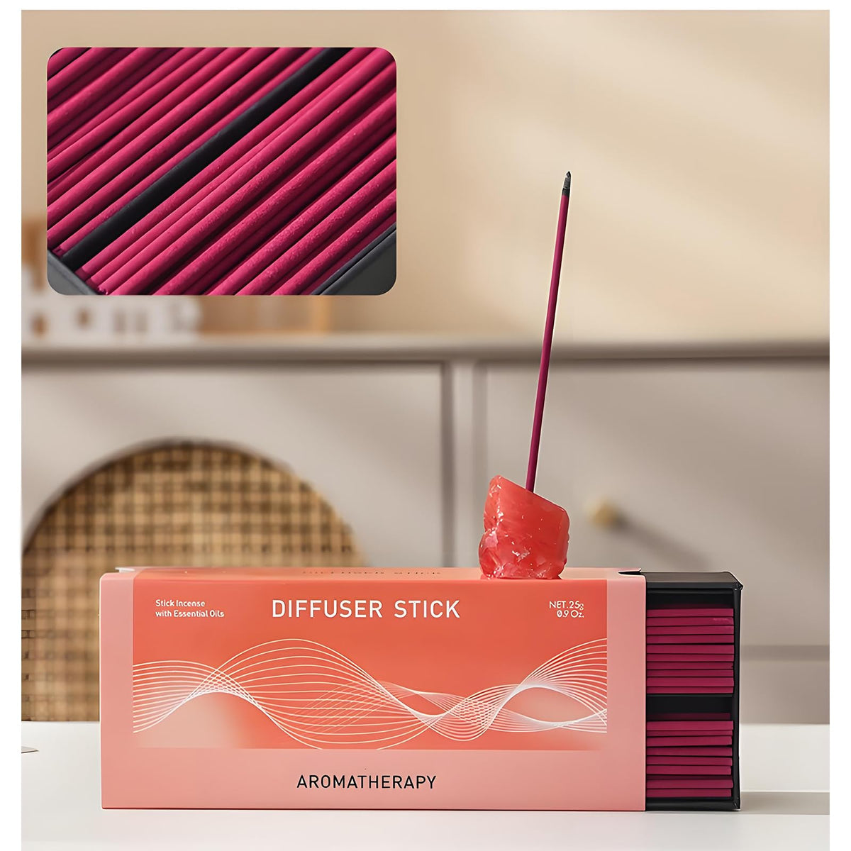 Attract Love & Nurture Self | Incense Sticks Crystal Holder Kit | Rose Quartz Gem Stones with 80 Natural Sticks Palo Santo Incense-Stick | Home,Healing,Reiki,Meditation,Yoga & Relaxation