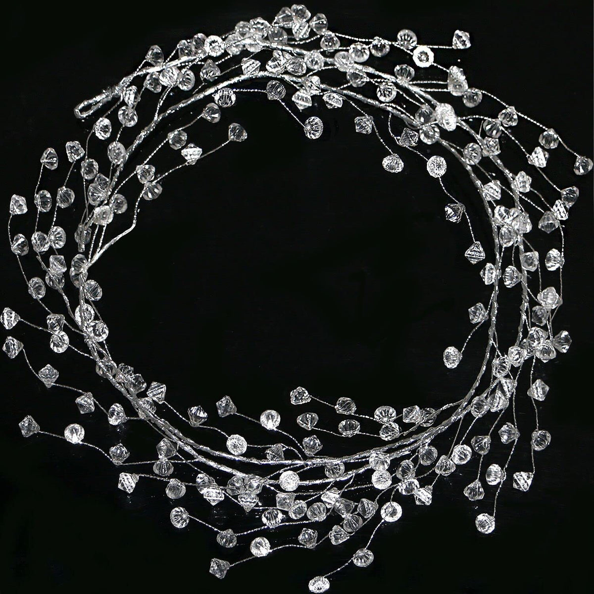 Jishi Christmas Garland 20 FT Crystal Diamond Ice Wire Clear Bead Garland for Christmas Tree Decorations Indoor Winter Wonderland Home Decor for Living Room Bedroom Fireplace Mantle Mantel, Wreath DIY