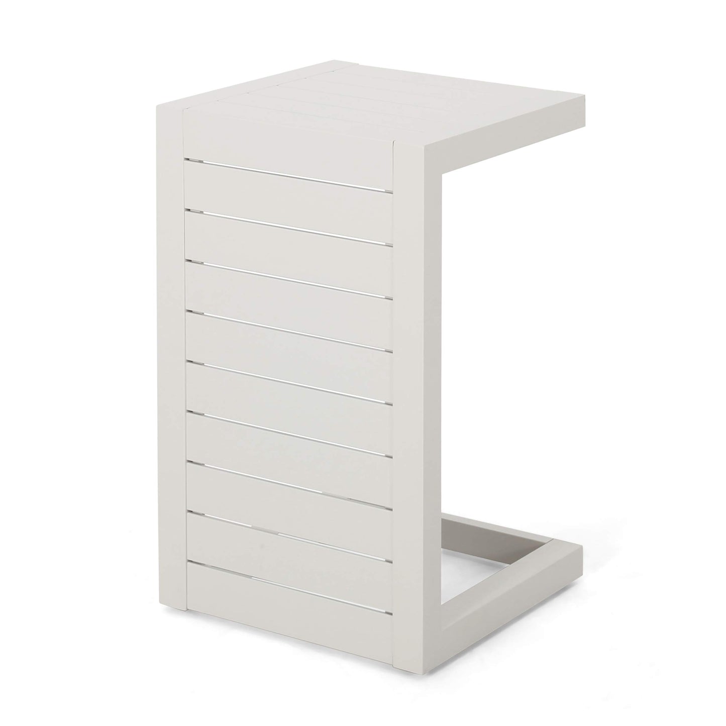 Christopher Knight Home Jesse Coral Outdoor Modern Aluminum C-Shaped End Table, White