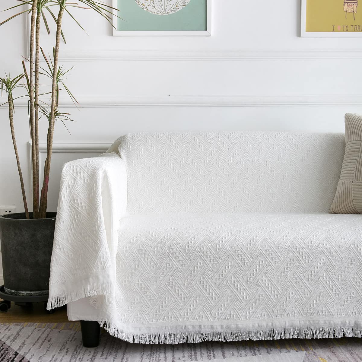 AIVIA Couch Cover Sheet Blanket, Oversized for 3-4 Cushion High Backrest Sofa, Furniture Decoration Slipcovers L Shape U-Shaped Sectional Protector