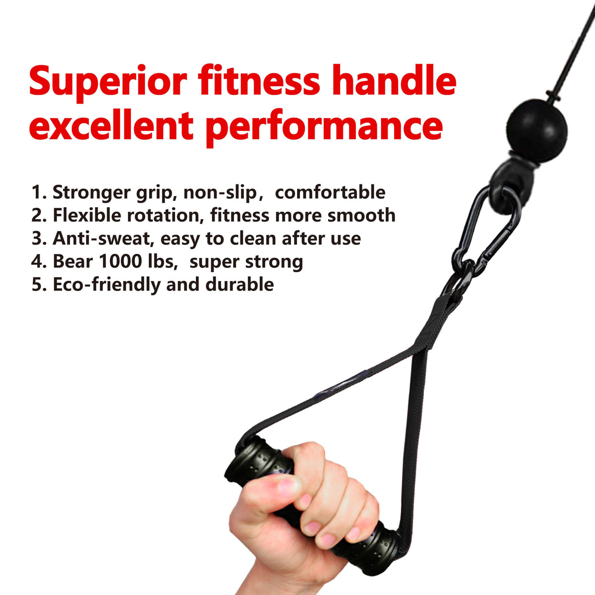Vigoog Heavy Duty Gym Workout Handle Attachments - Powerful, Comfortable & Anti-Slip Rubber Exercise Grips for Cable Machines, Pulley Systems and Other Fitness Equipments (Carbon Black W)