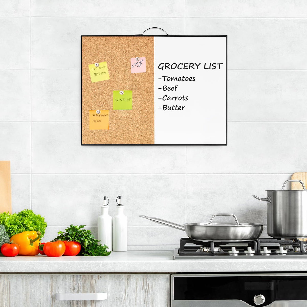 TSJ OFFICE Small Whiteboard Cork-Board - 12" X 16" Portable Aluminum Black Framed Magnetic Dry Erase Board for Wall, Small Bulletin Cork Board with Holder for Office, Home and School