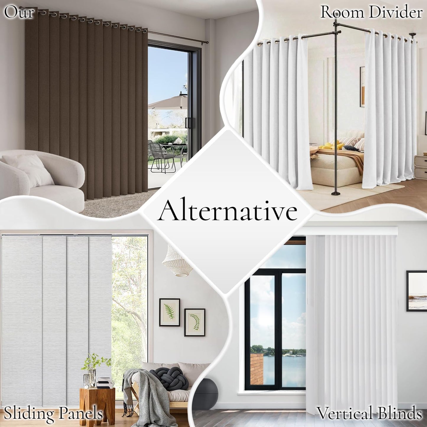 HMYI Accordion Door Curtains for Doorways, Curtain Door for Privacy Use, Fabric Curtain Panel, 1 Panel, W100 x L84, Brown