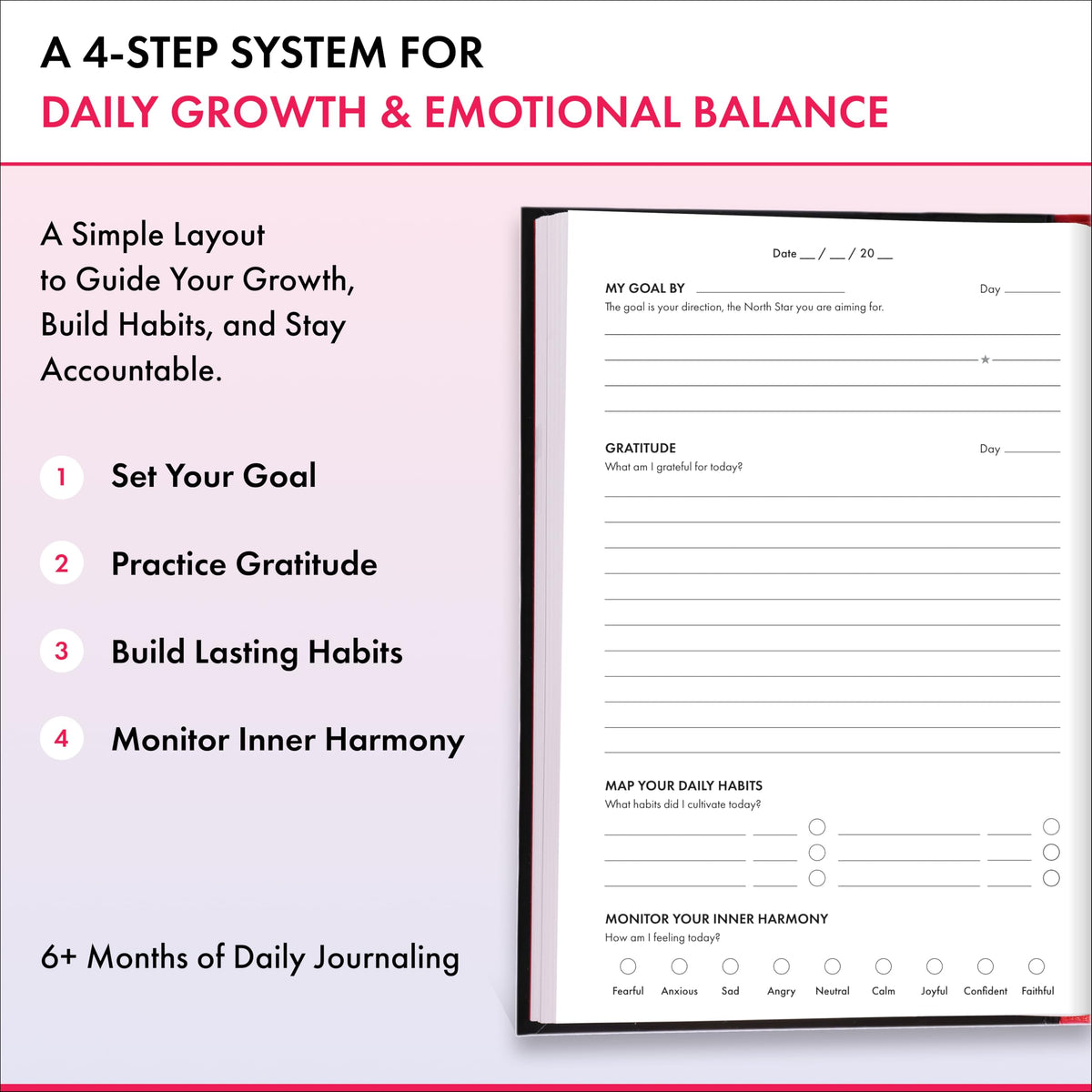 Daily Gratitude, Goal Setting & Habit Tracker Journal for Women & Men with 9-Point Emotional Wellness Scale — iAmEvolving™ 288-Page Hardcover Personal Growth Planner (Columbia Blue Cover)