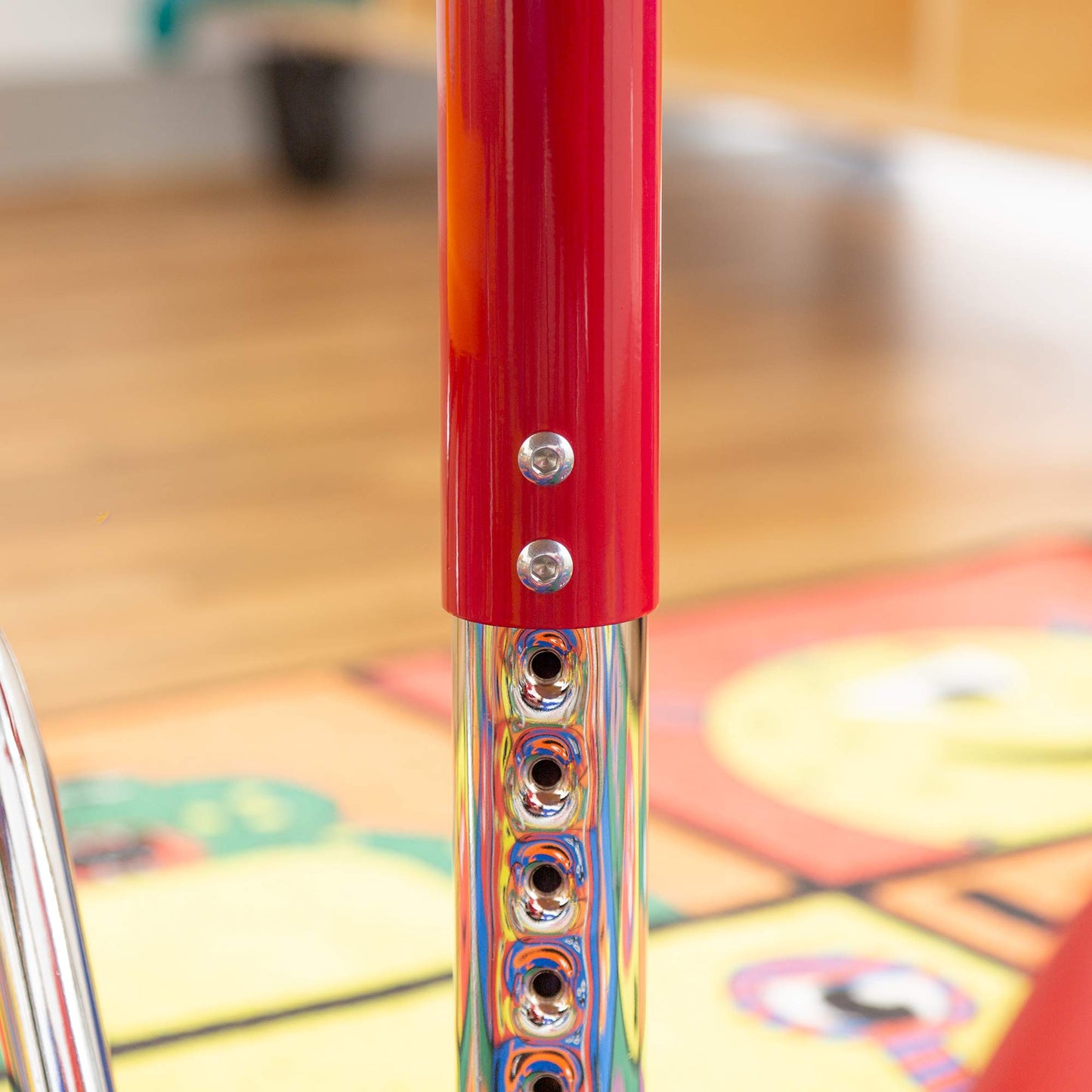 Sprogs Adjustable Height Mobile Classroom Activity Table for Preschools, Horseshoe Preschool Activity Table with Casters, 60"L x 66"W x 23"H, Gray/Red