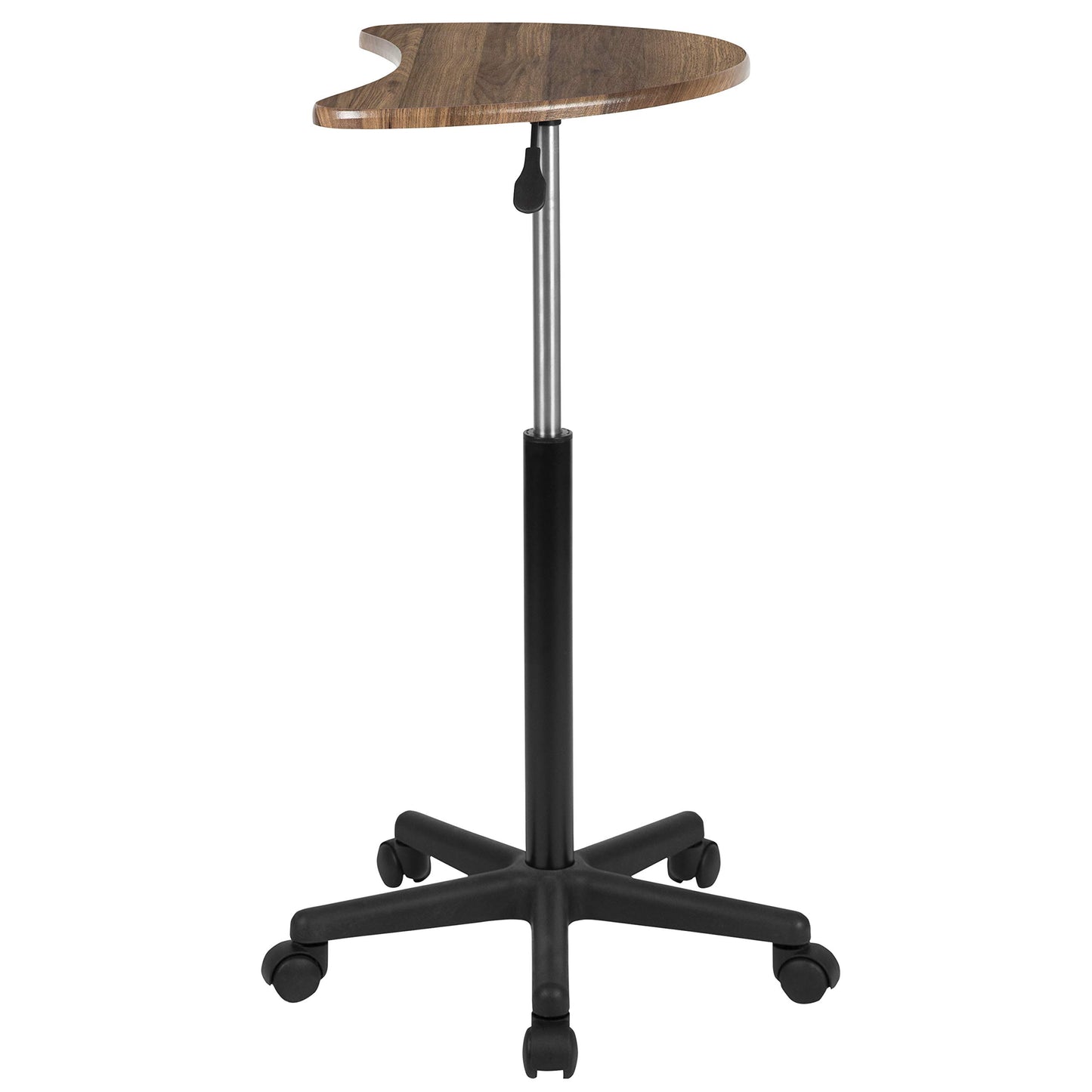 Flash Furniture Eve Rustic Walnut Sit to Stand Mobile Laptop Computer Desk with Heavy Duty Nylon Base and Dual Wheel Casters