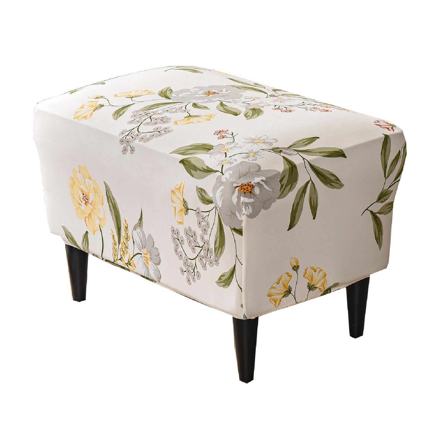 KRFOONN Ottoman Slipcovers Stretch Rectangle Footrest Stool Covers Printed Ottoman Cover for Foot Stool Furniture Protector with Non Slip Elastic Bottom(25, X-Large)