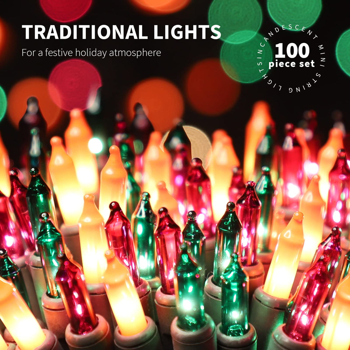JUSTPRO 100LIGHTS Orange Purple and Green Extra-Bright with End Connectors Halloween Decorative Lights 5.98m UL Certified Mini String Light Set Waterproof for Halloween Home Garden Tree Party Patio