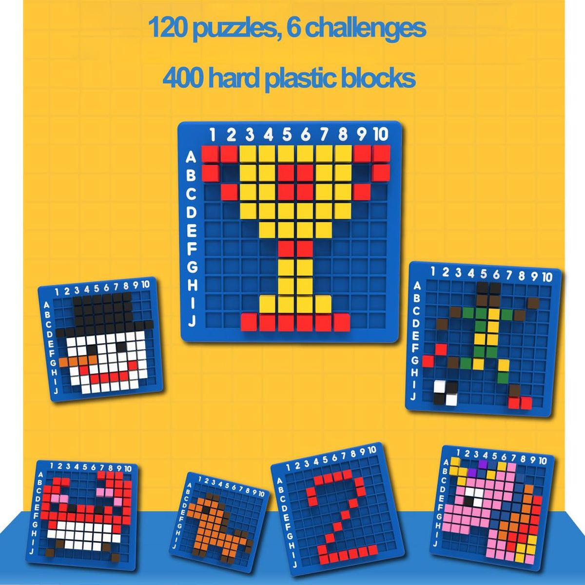 EXBEPE Pixel Art Kit Creator Puzzle Building Blocks,400 Plastic Cubes with 120+ Puzzles,STEM Educational Toy for Kids,Fine Motor Skills Game,Multicolor