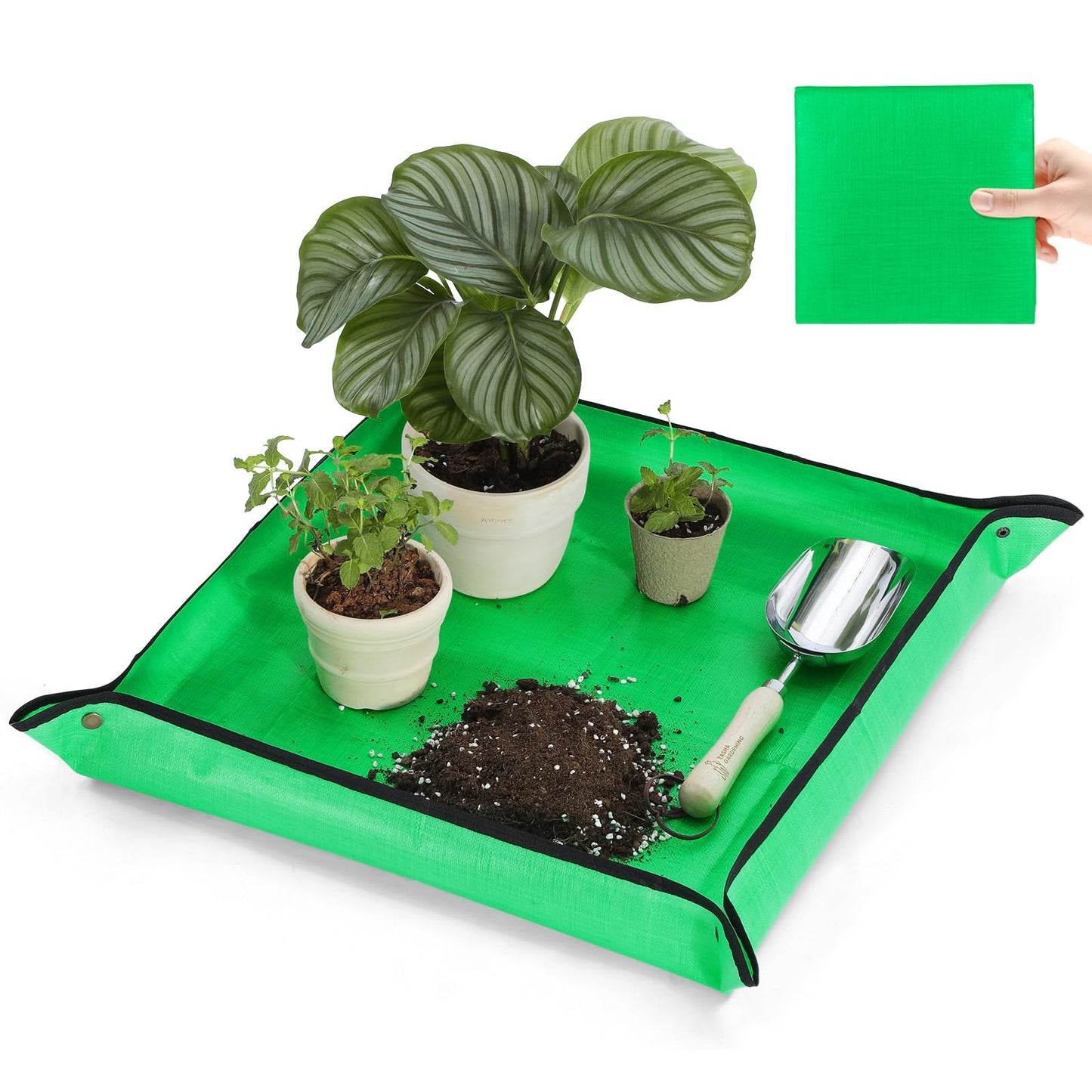 bukmialy 26.8"x26.8" Super Thick Repotting Mat - Waterproof Foldable Potting Mat for Indoor Plants, Succulent Soil, Potting Soil & Mix - Mess-Free Gardening Essentials
