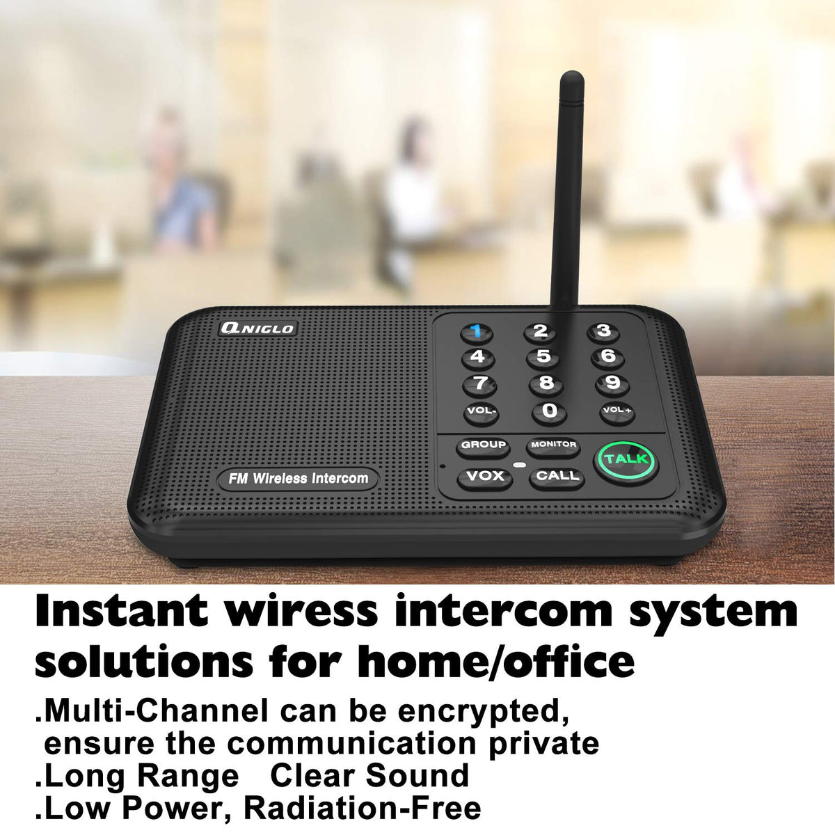 Intercoms Wireless for Home, 5280 Feet Long Range House Intercom System, 10 Channels Intercoms System for Business, Room to Room Intercom System for Elderly, 2 Way Audio Intercom for Office/Classroom