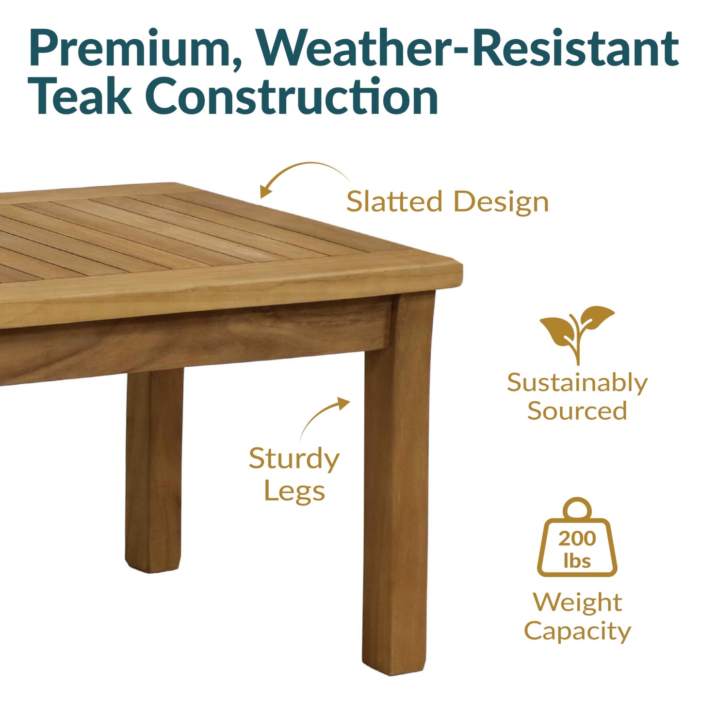 Sunnydaze Teak Mission Style 2-Person Outdoor Bench and Outdoor Coffee Table