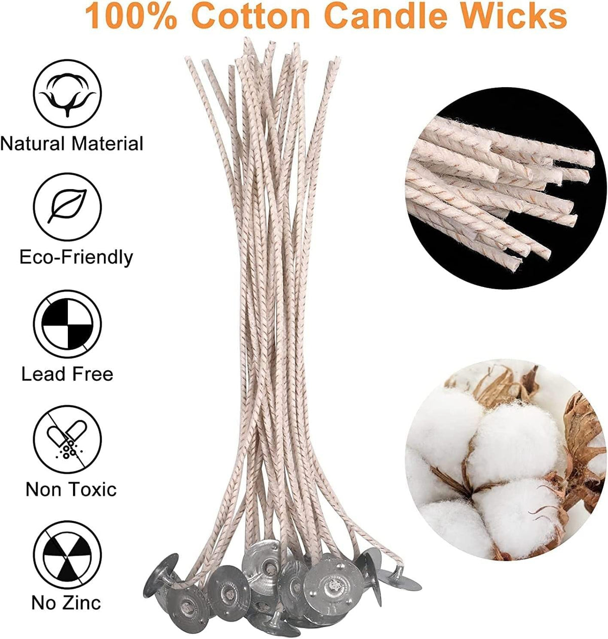 100 Piece CD8 Candle Wick 6" Pre-Waxed for Candle Making,Candle DIY