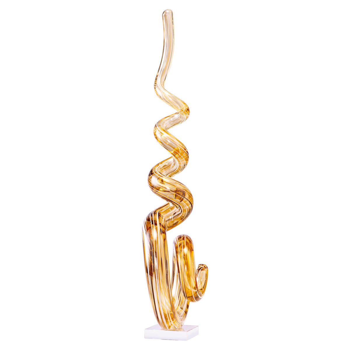 15" Tall Hand-Blown Murano-Style Glass Sculpture Statues Art Ornament Statue Figurines Home Decor Accent Piece Coastal Ocean Nautical Home Decor,Shelf,TV Stand,Tabletop Centerpieces,Wonderful Gift