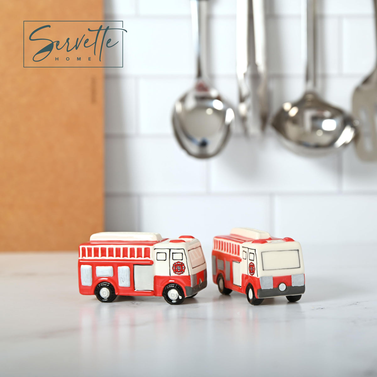 Novelty Ceramic Salt and Pepper Shaker - Firetruck