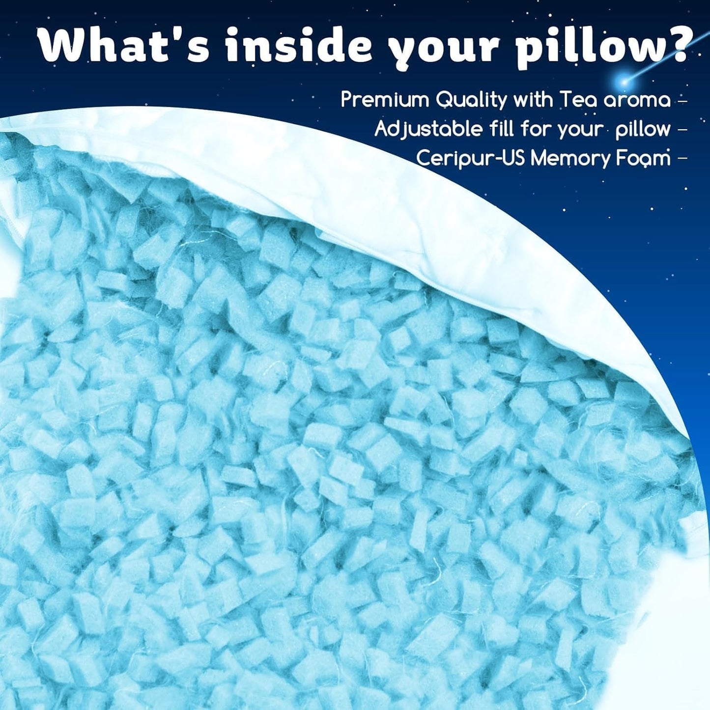 KUCEY Cooling Side Sleeper Pillow for Neck and Shoulder Pain, Luxury Shredded Memory Foam Cool Bed Pillows for Sleeping Set of 1- Adjustable Standard Size- Washable Cover Original White