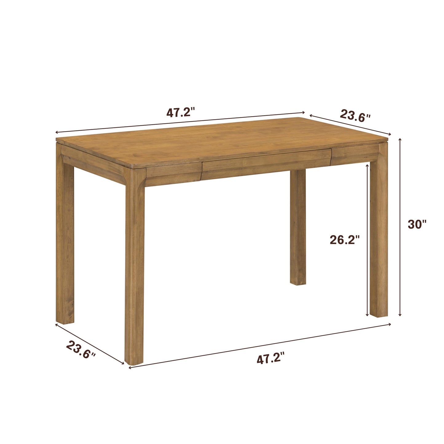 NTC Flow Modern Wooden Rectangle Desk Table with Hidden Drawer – Waterproof & Heat Resistant - Teak Look