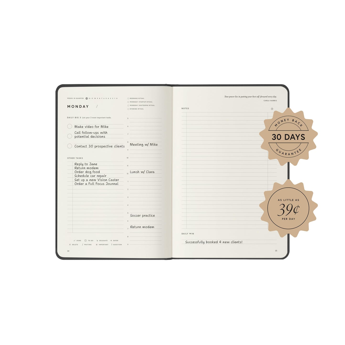 Full Focus Finch Linen Planner by Michael Hyatt - The #1 Daily Planner to Set Annual Goals, Increase Focus, Eliminate Overwhelm, and Achieve Your Biggest Goals - Hardcover