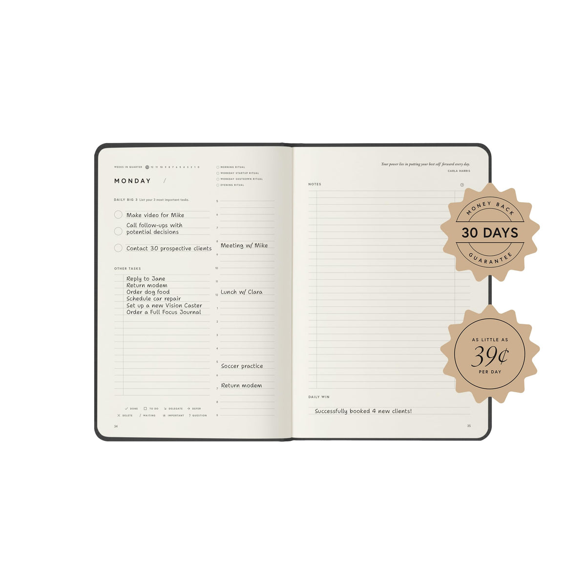Full Focus Sienna Linen Planner by Michael Hyatt - The #1 Daily Planner to Set Annual Goals, Increase Focus, Eliminate Overwhelm, and Achieve Your Biggest Goals - Hardcover