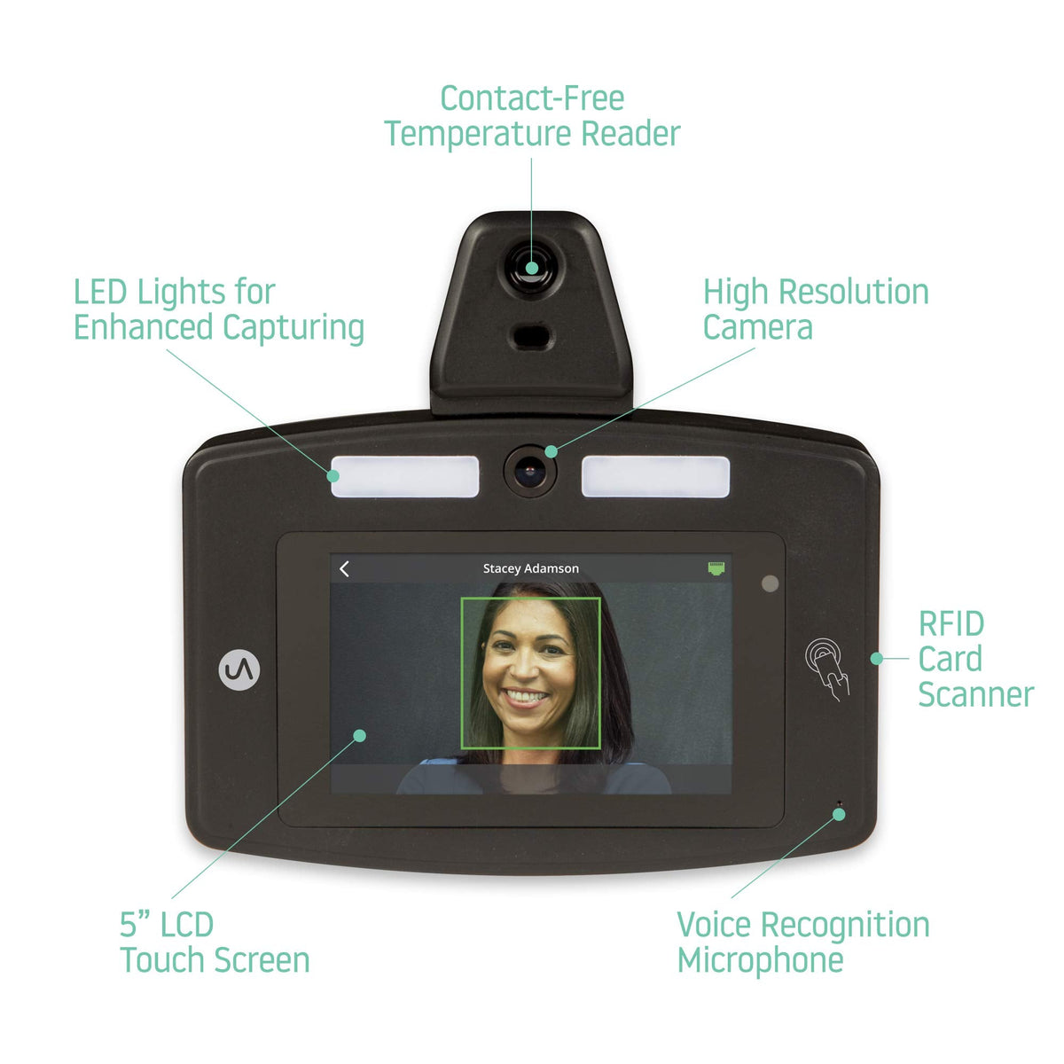 uAttend Touch-Free Voice Control and Facial Recognition Time Clock with Temperature Reader (DR2500)