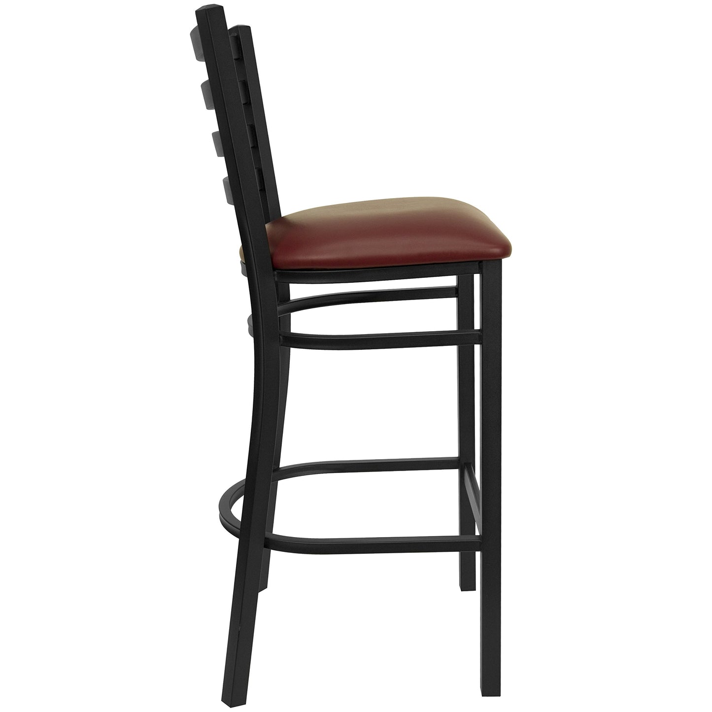 Flash Furniture HERCULES Series Black Ladder Back Metal Restaurant Barstool - Burgundy Vinyl Seat (Pack of 2)