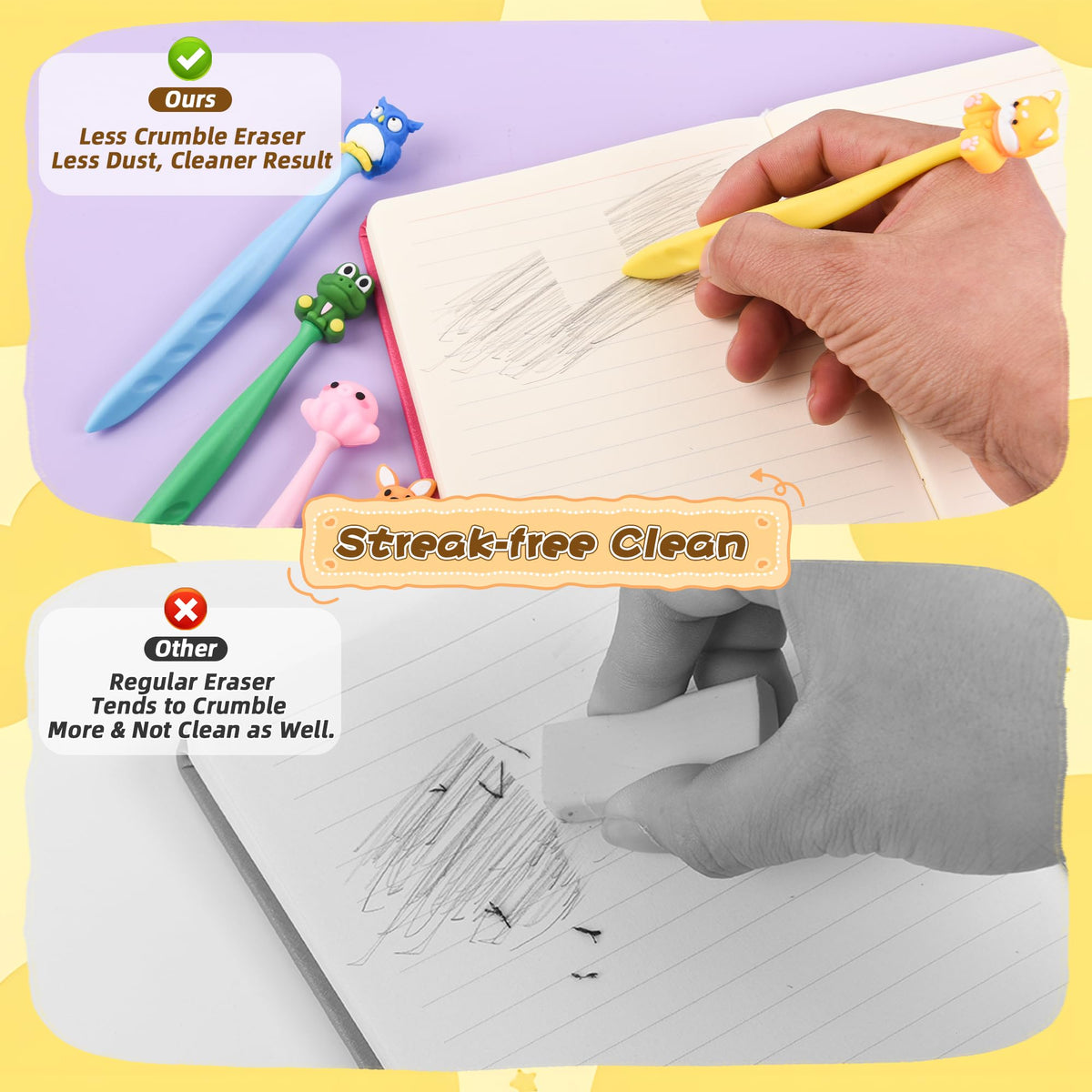 48 Pcs Cute Animals Bobblehead Eraser for Pencils Kawaii Erasers Cute School Supplies Fun Cartoon Erasers Back to School Supplies Birthday Classroom Gifts