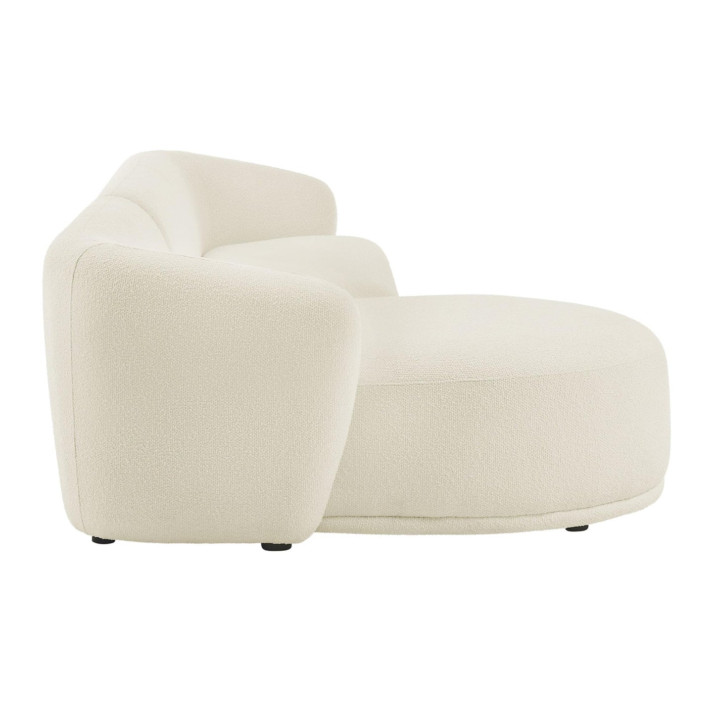 Modway Monica Left Facing Sectional with Chaise in Cream – Comfortable Low Profile 2-Piece Boucle Fabric Modular Sofa for Living Room, Bedroom, Or Apartment