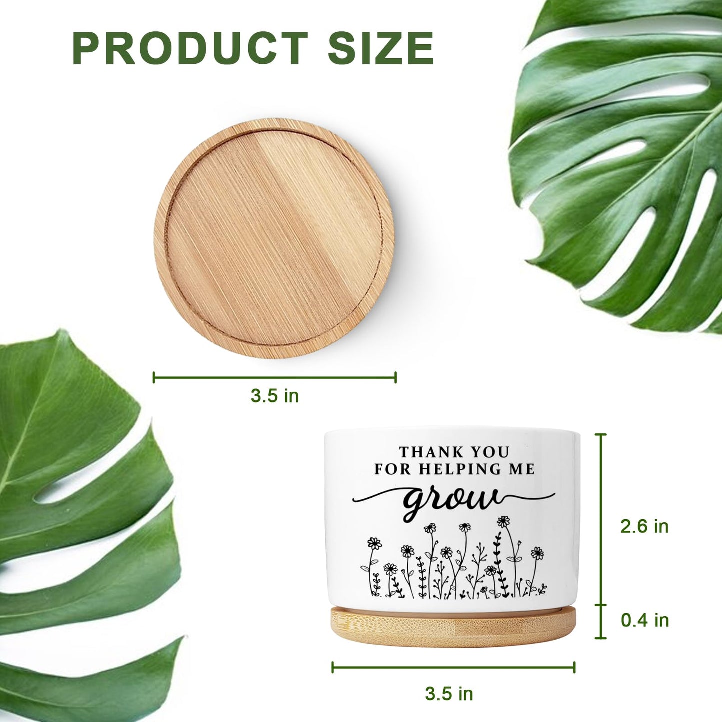 Aryabtya Thank You Teacher Appreciation Gift, Succulent Planter, Flower Cactus Plant Pot, Appreciation Gifts for Teachers Mom Women, Teacher Gifts Thank You for Helping Me Grow (No Plants)