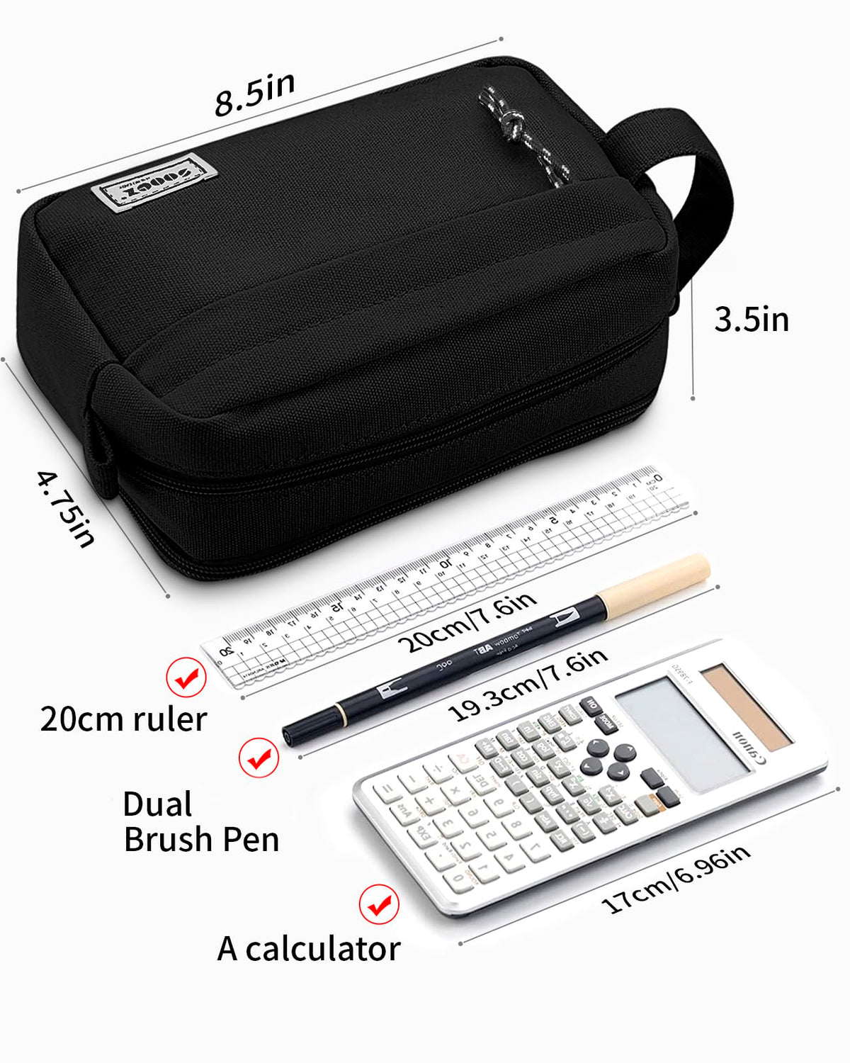 Sooez Big Capacity Pencil Case, Upgraded Canvas Pencil Pouch Large Pencil Bag Organizer, Separate Compartments Easy Grip Handle, Aesthetic Supply for School Teens Adults, Pink Pen Case