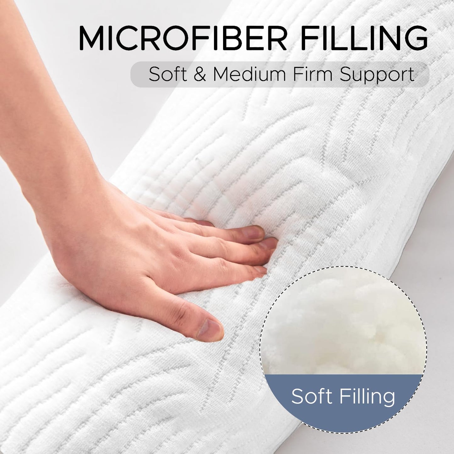 SCHNAUZER HOME Body Pillow for Adults - Soft Long Bed Pillows Insert for Sleeping - Shredded Memory Foam & Removable Washable Cover - Swan Shaped Side Sleeper Pregnancy Pillow 49 Inch (White)