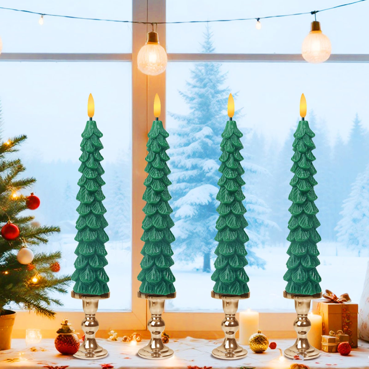 XingsLight LED Flameless Taper Candles with Remote & Timer – 12 Pack Battery Operated Christmas Window Candles, Warm White Flickering Light, Safe Realistic Flame for Holiday Table & Home Décor