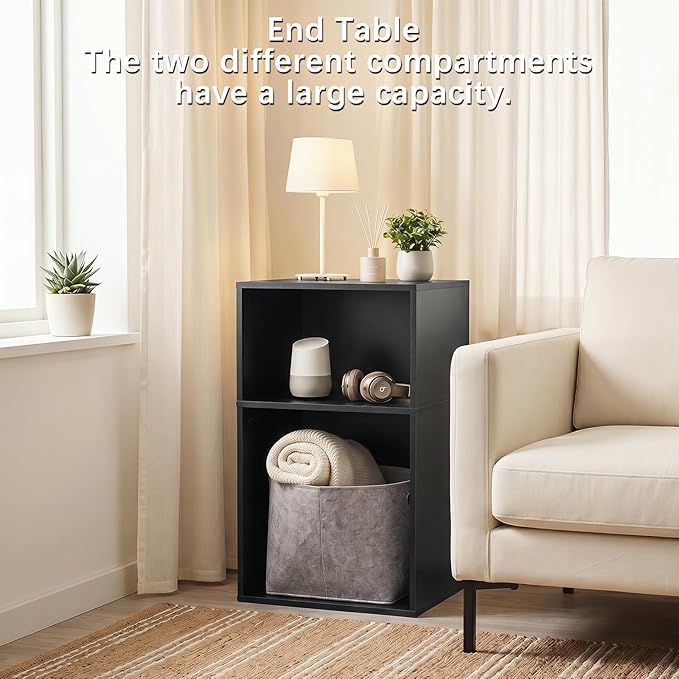 YAHARBO 2 Cube Bookshelf, Horizontal Book Shelf, Small Cubby Bookcase