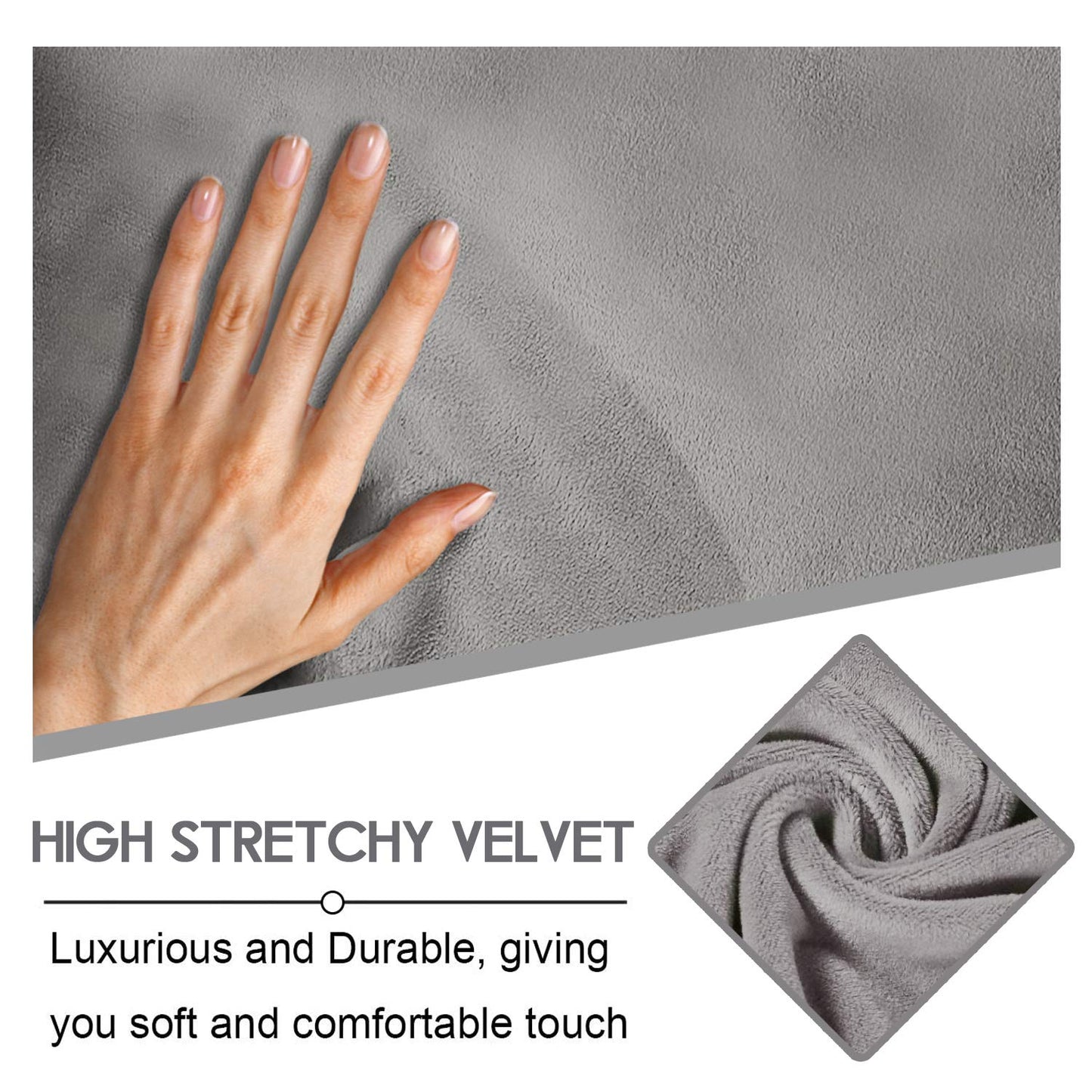 ULTICOR 7-Piece L Shape Sectional Recliner Sofa Covers, Velvet Stretch Reclining Couch Covers for Reclining Sofa, Thick, Soft, Washable (Light Gray, 5 Seat Recliner Cover)