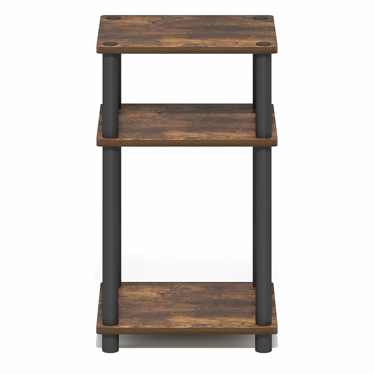 Furinno Turn-N-Tube Side Table, 3-Tier End Table with Open Shelf, Toolless Assembly Night Stand, Bedside Table, for Living Room, Bedroom, Amber Oak