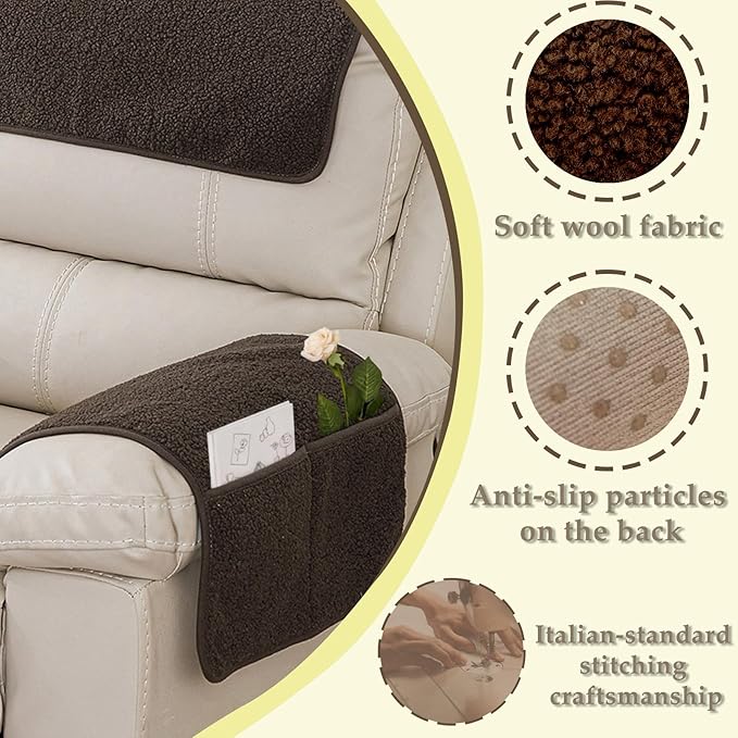 Armrest Covers - Arm Chair Covers Set of 3 Recliner Chair Covers,