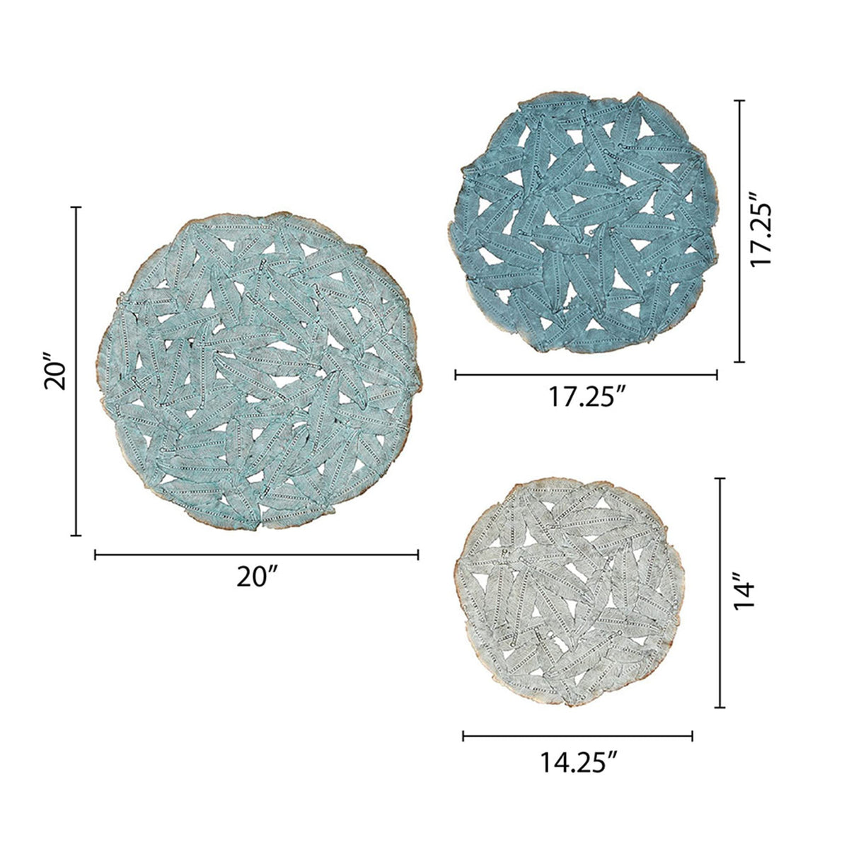Madison Park Wall Art Living Room Metal Decor - Home Accent Modern Kitchen Dining Decoration, Ready to Hang Panel for Bedroom, Multi-sizes, Rossi Blue 3 Piece
