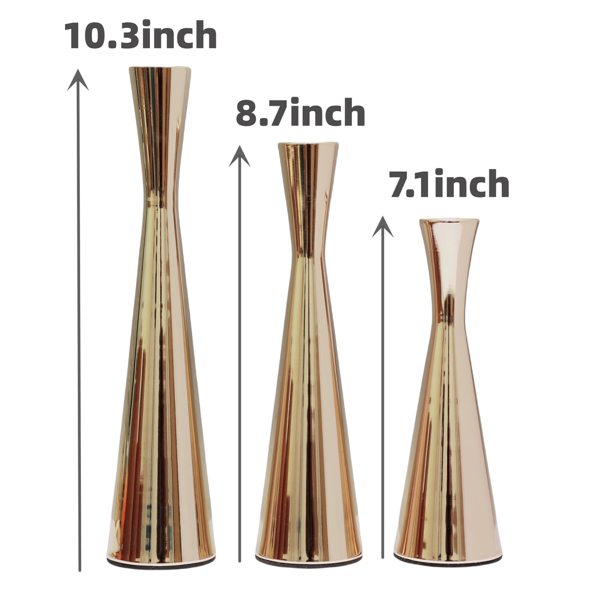 Taper Candle Holders Metal Candlestick Holders Set of 3 Table Mantel Decorative Candle Stand for Dinning,Party，Wedding,Home Decor(Gold)