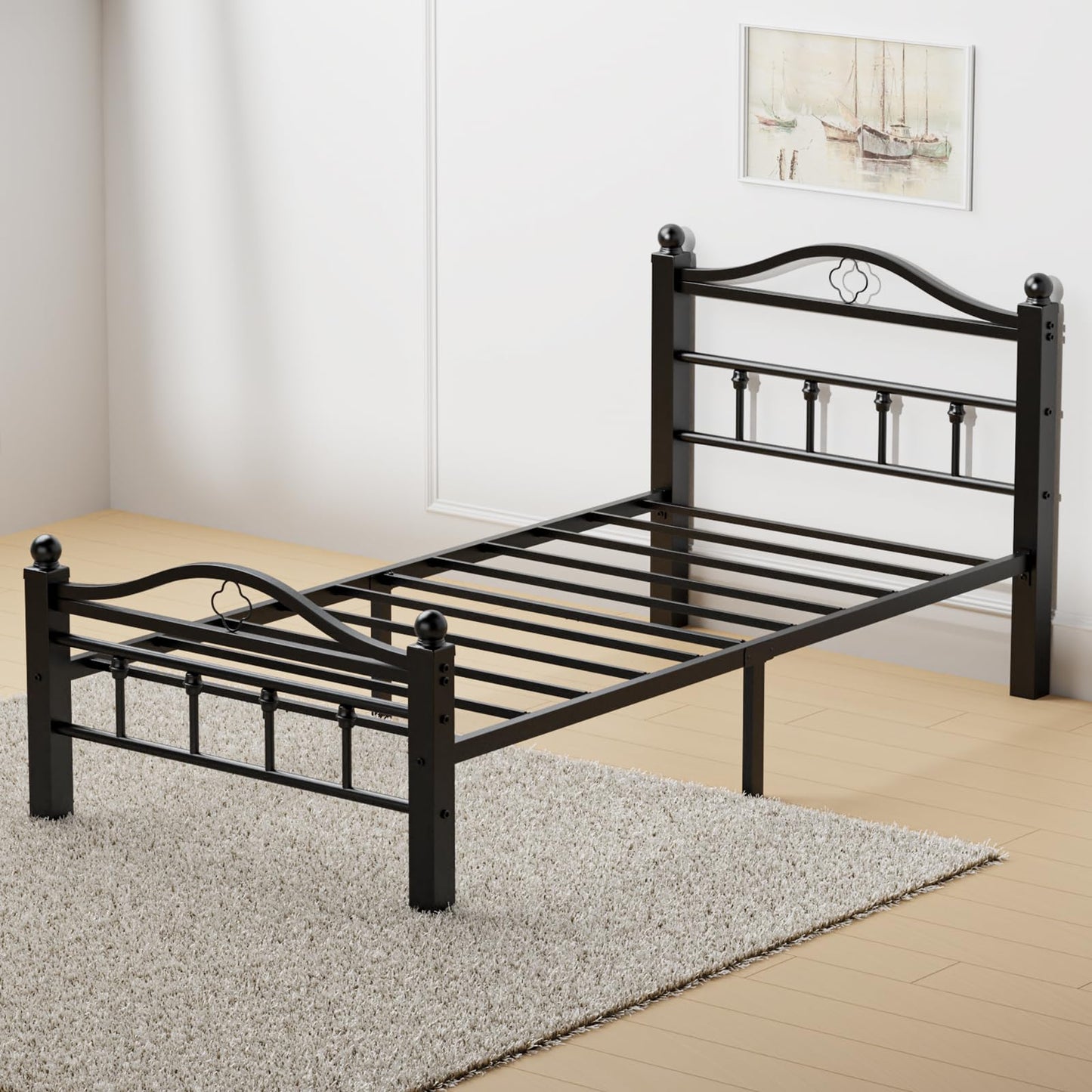 Slumber Haven Twin Bed Frame with Vintage Headboard