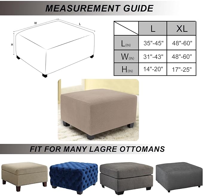 NeColorLife Stretch Ottoman Cover Square Oversized Soft Knitted Jacquard Thick