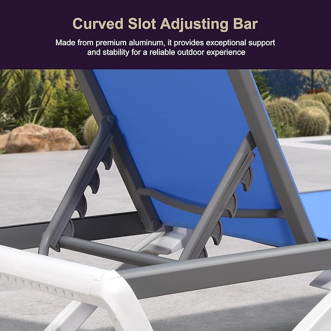 PURPLE LEAF Patio Chaise Lounge Chair Outside Aluminum Plastic Stackable
