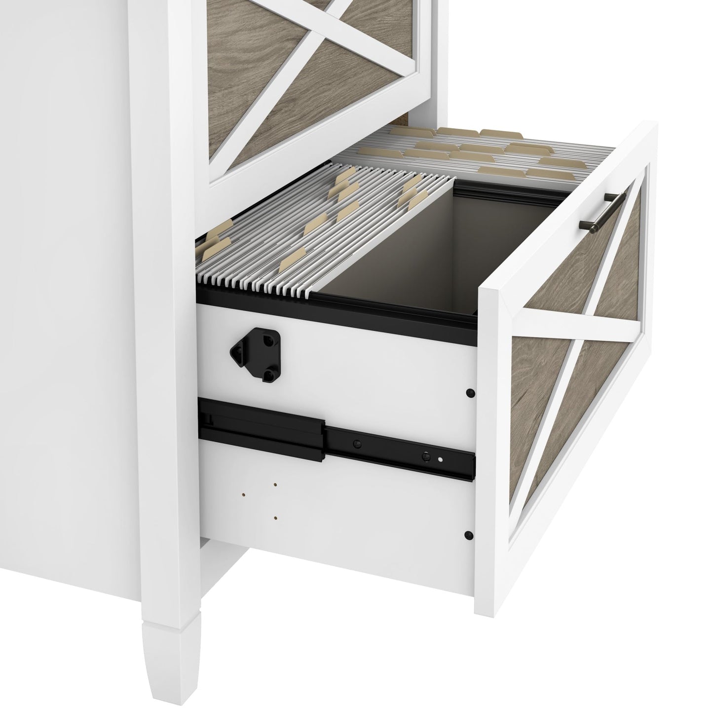 Bush Home Key West 2 Drawer Lateral File Cabinet in Pure White and Shiplap Gray, Document Storage for Home Office, Accent Chest with Drawers