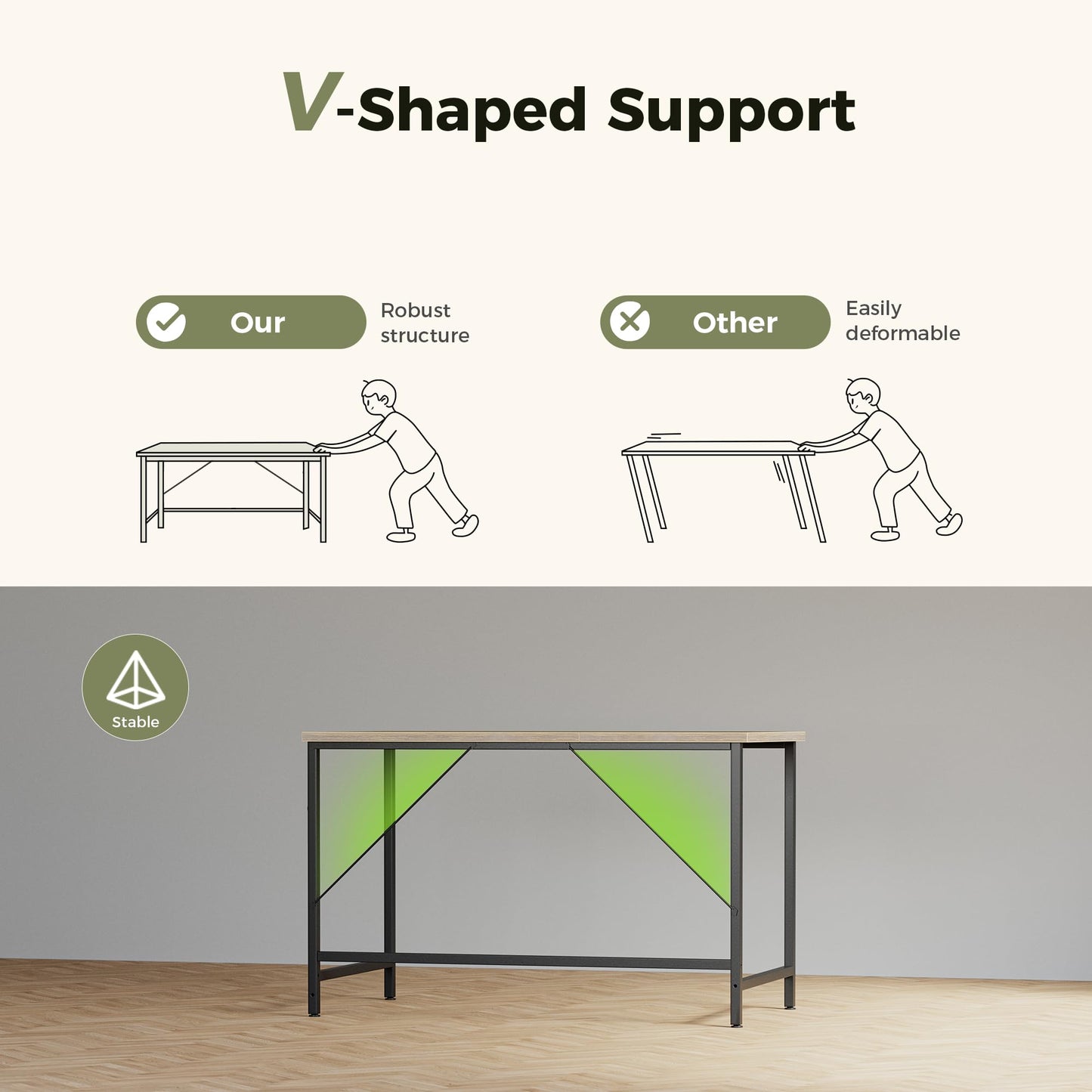 Mericonia 55 inch Computer Desk, Gaming Desk for Small Spaces, Modern Simple Style Table for Home Office, Study Student Writing Table
