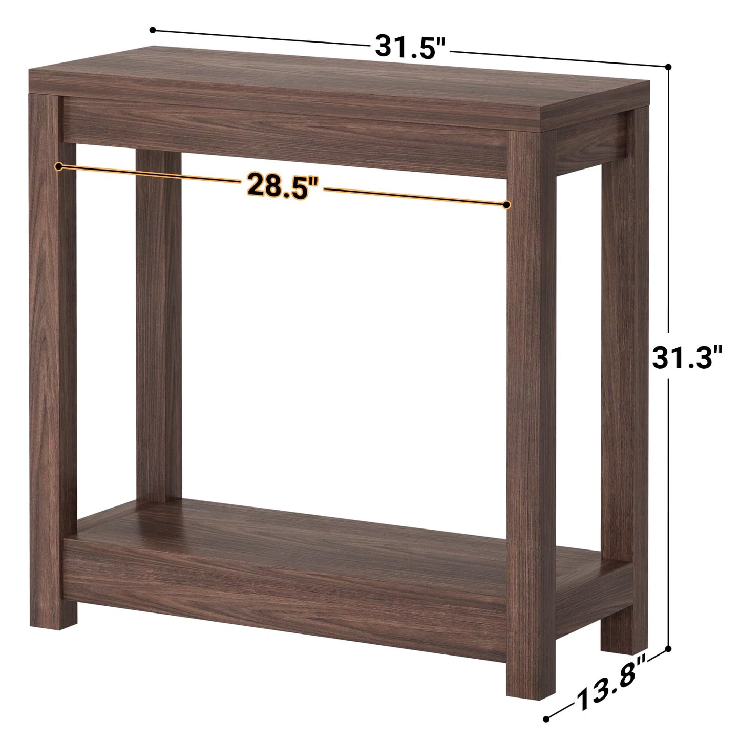 Besiost Small Farmhouse Wood Entryway Table Narrow Console Table with Storage Behind Couch Sofa Table with Shelves Entry Way Tables with Open Storage, Easy Assembly, 32" Black Walnut
