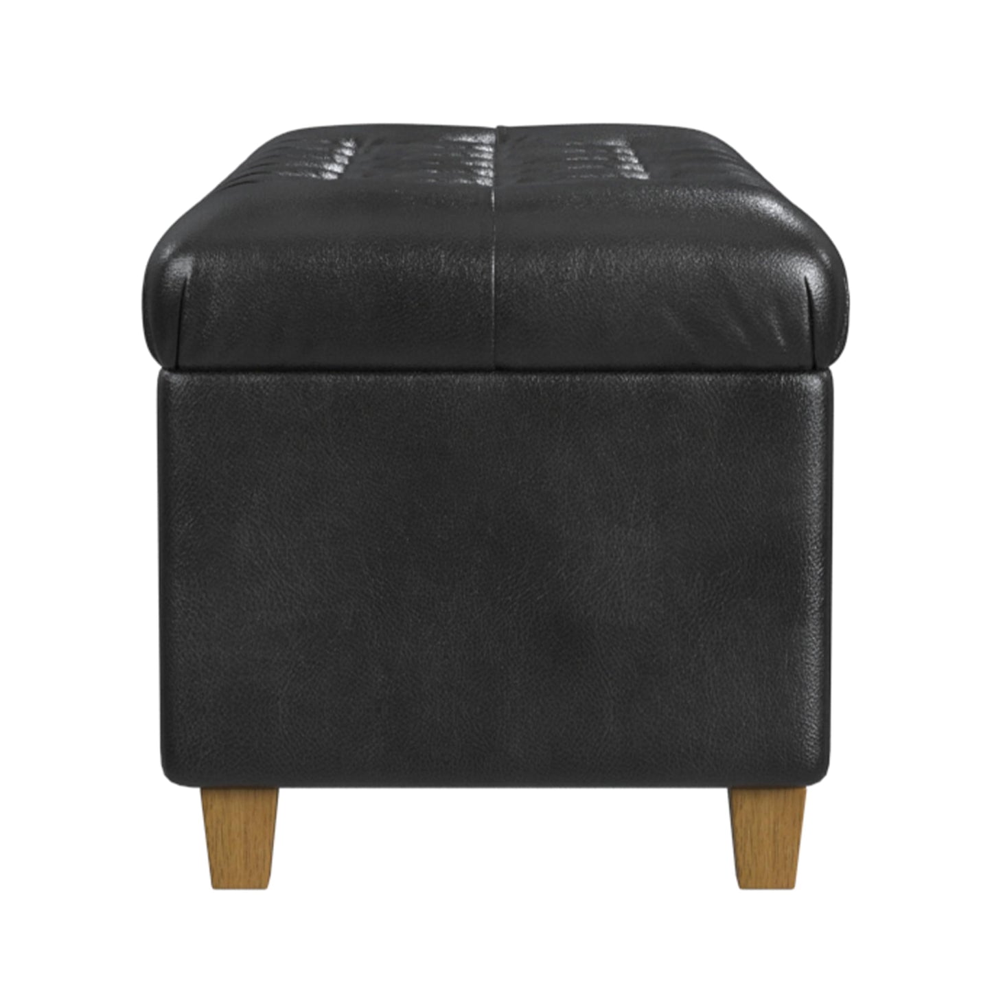 HomePop 40" Button Tufted Storage Bench - Black Faux Leather