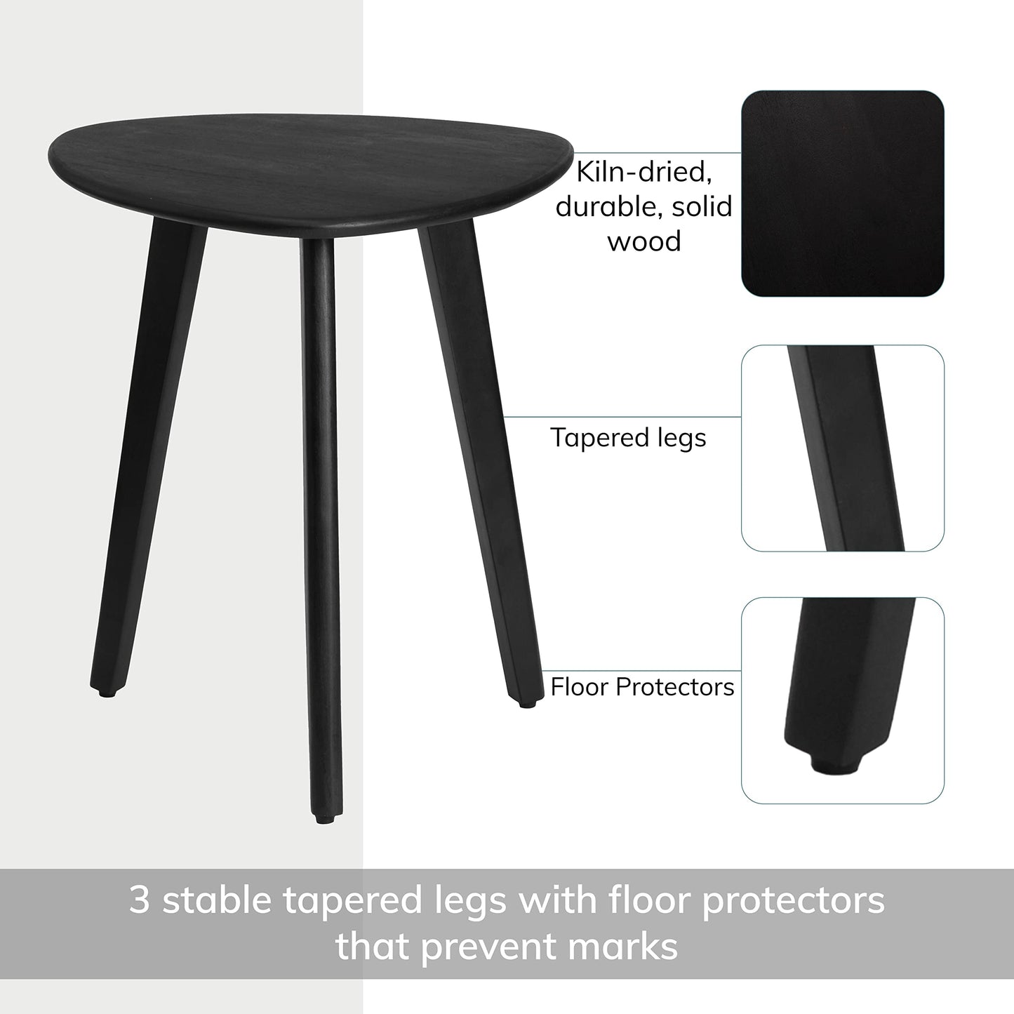 MH London Side Table - Wandsworth Wooden End Table - Exclusively Designed Hand Crafted Small Tables - Contemporary Triangle End Table for Living Room, Bedroom Bedside Tables and Office