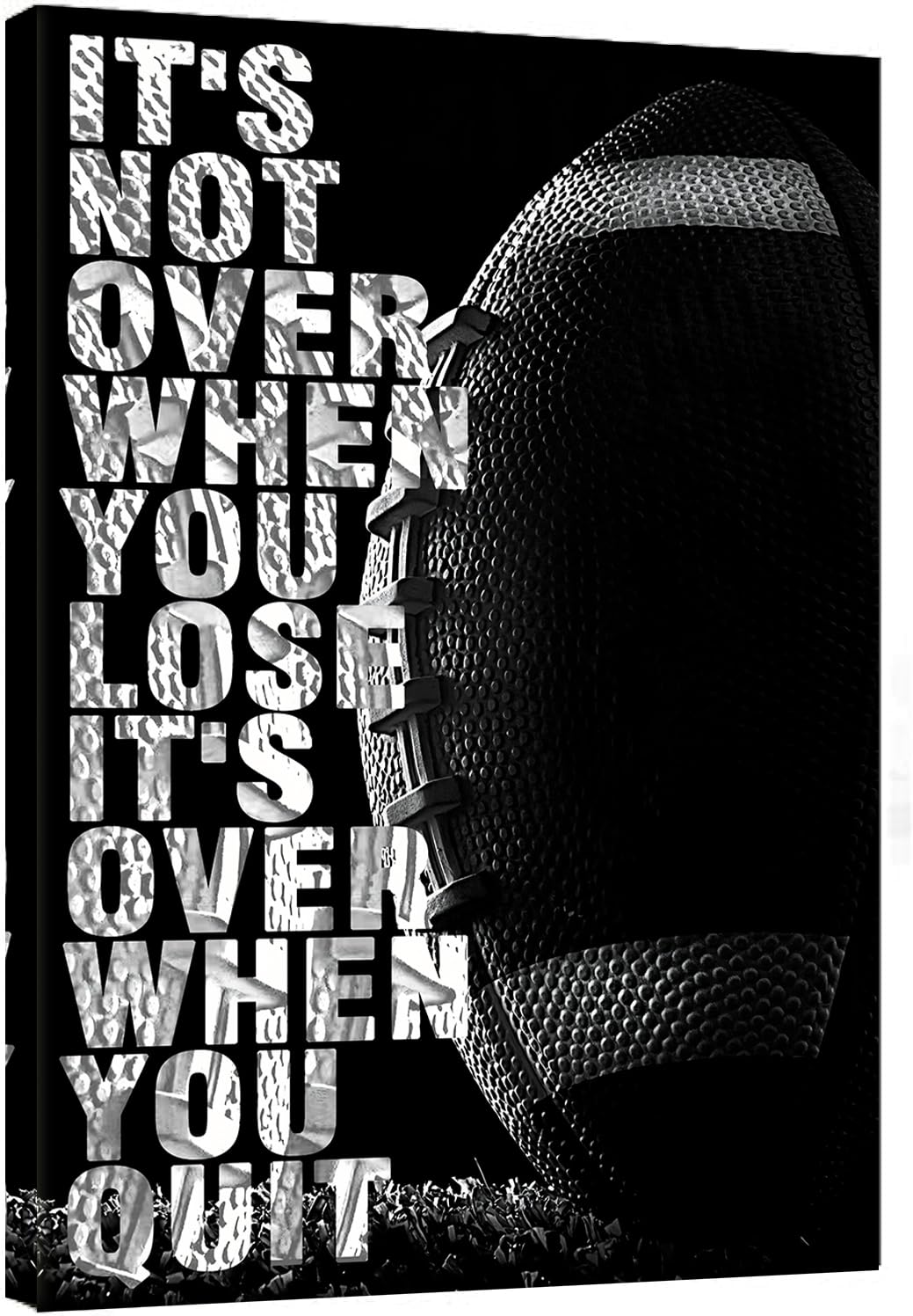 Football Inspirational Wall Art Entrepreneur Quotes Its Not Over When You Lose Canvas Posters -Motivational Sport Canvas Print Frame Picture Painting for Office Kids Boys Bedroom-20"x16"