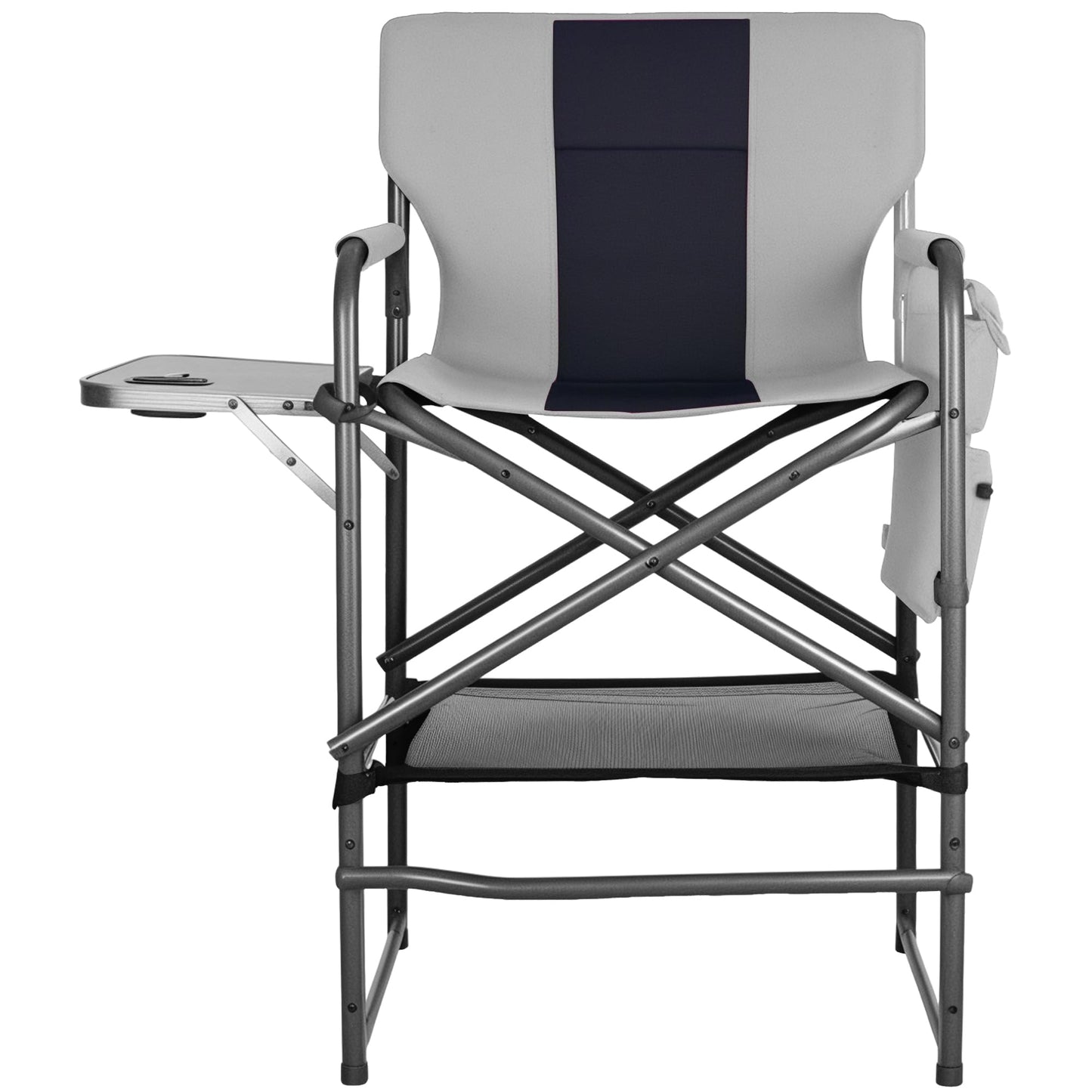 Foristrail 30" Bar Height Director Chair - 400lbs Heavy Duty with Detachable Footrest & Side Table, Portable Foldable Chair for Makeup Artists/Outdoor Events (Black/Gray)