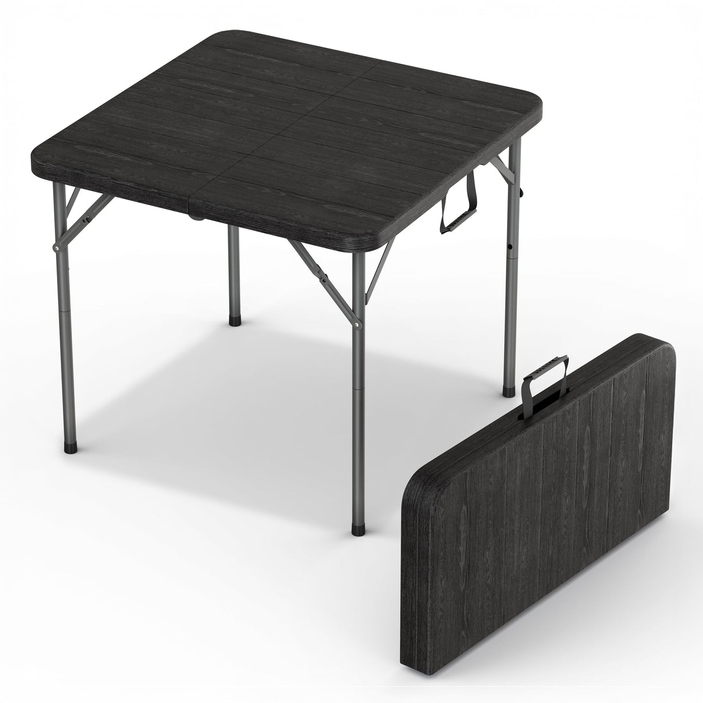 Our Modern Space 34" Square Foldable Table with Built in Handle & Steel Legs | Heavy Duty Portable | Perfect for Party, Dining, Wedding, Events, Picnic Indoor, Outdoor, Camping, Utility, Temporary