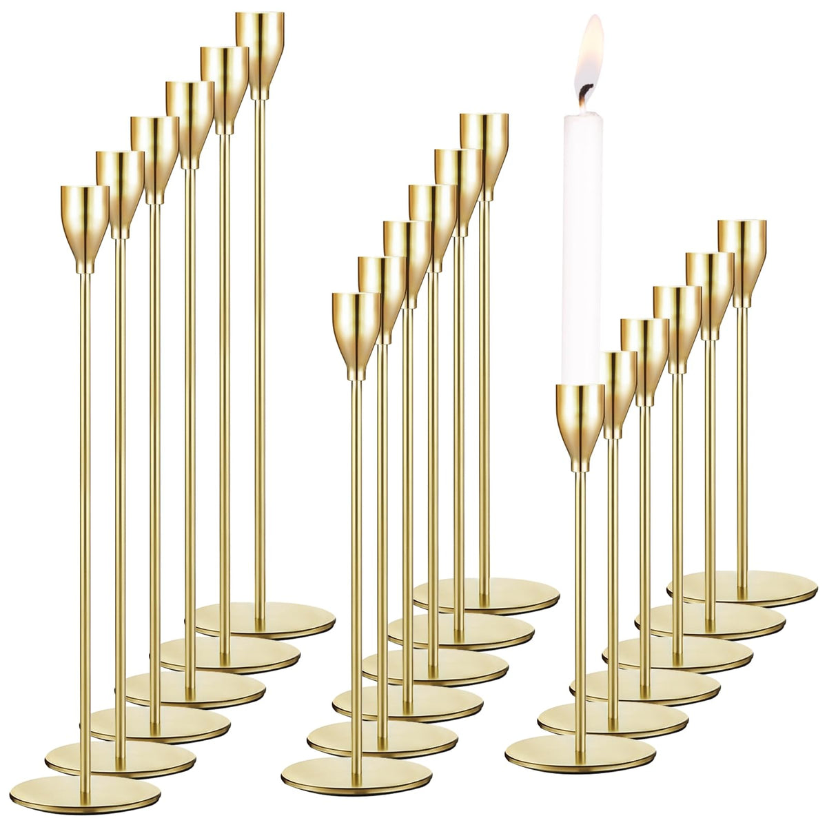 18 PCS Candlestick Holders Metal Taper Candle Holders Tall Candle Holders for Table Centerpiece Modern Pillar Candle Holder Decorative Candle Sticks for Home Wedding Decor